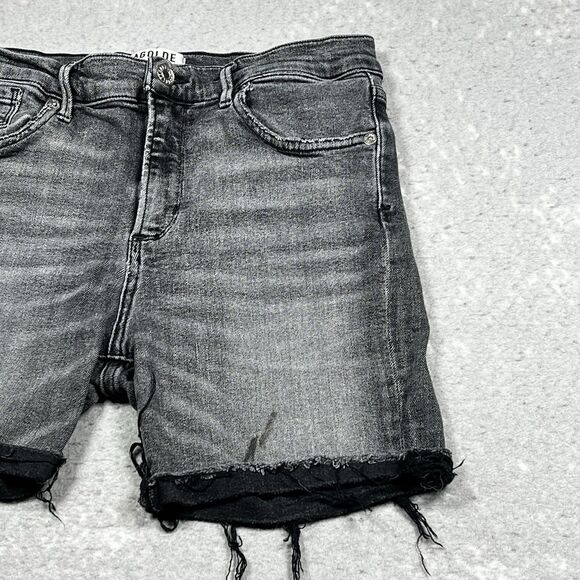 AGOLDE Jean Shorts Women’s 28 Light Denim High Rise Button Fly Cutoff Frayed - Picture 5 of 13